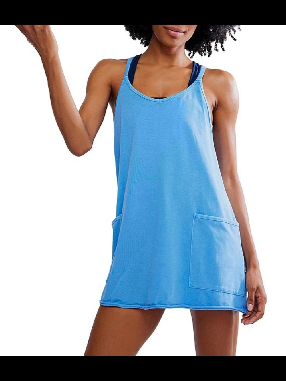 FP Movement by Free People Blue Tank Pocket Athletic Dress w Built-in Shorts